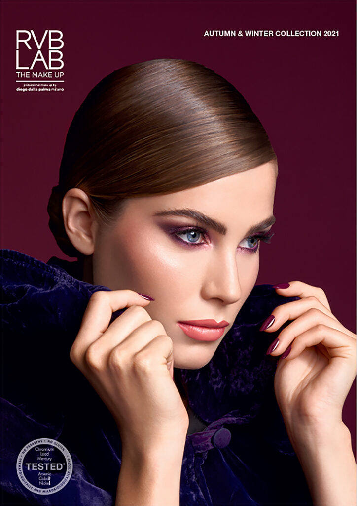 Model wearing makeup from this season's RVB LAB collection.